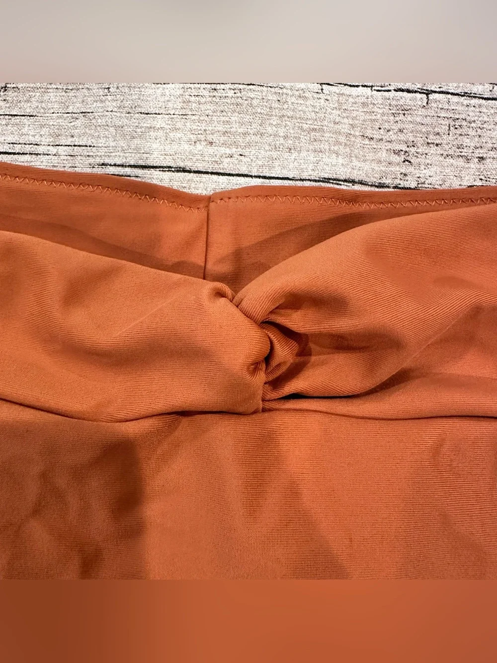 Aerie High Cut High-Waist Cheeky Bikini Bottoms in Rust Orange Knot Detail XXL